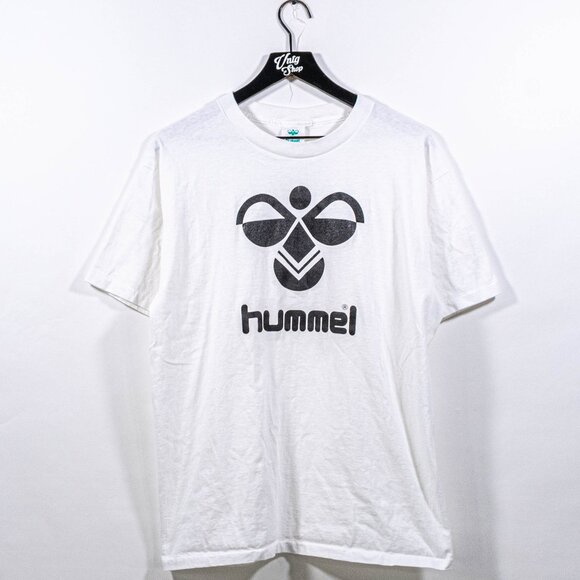 Hummel Soccer T-Shirt Logo Made in USA Large VTG 90s Futbol Blokecore - Picture 1 of 7